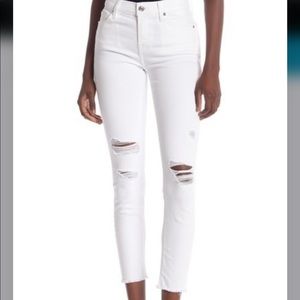 7 For All Mankind White Destroyed Skinny Jeans
